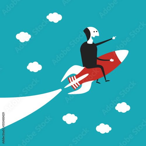Business startup vector concept in flat cartoon style