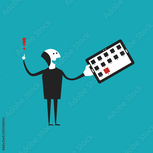 Man holding tablet pc vector concept in flat cartoon style