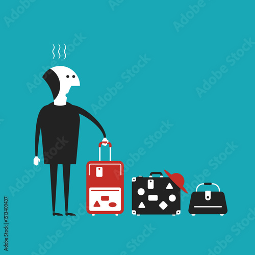Man going to travel vector concept in flat cartoon style