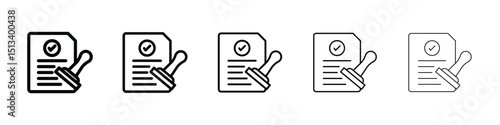 Approved document icon Outline and flat style designs