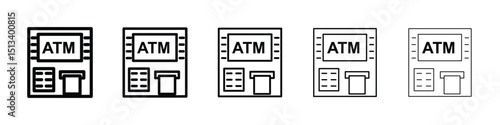 Atm icon Outline and flat style designs