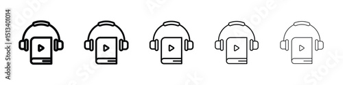 Audiobook icon Outline and flat style designs