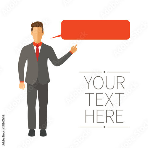 Speaking businessman vector concept in modern flat style
