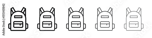Backpack icon Outline and flat style designs