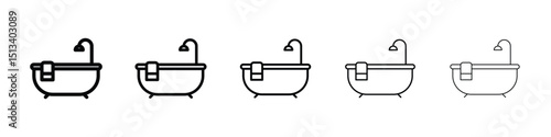 Bathroom icon Outline and flat style designs
