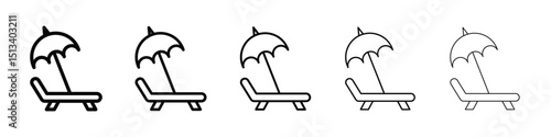 Beach chair icon Outline and flat style designs