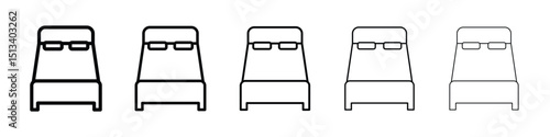Bed icon Outline and flat style designs