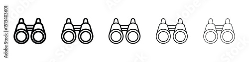 Binoculars icon Outline and flat style designs