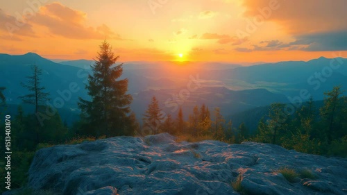 Sunrise in the mountains, panorama natural background