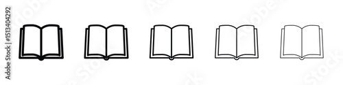 Book icon Outline and flat style designs