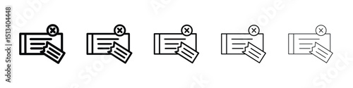 Bounced check icon Outline and flat style designs