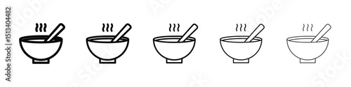 Bowl of soup icon Outline and flat style designs