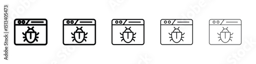 Bug icon Outline and flat style designs