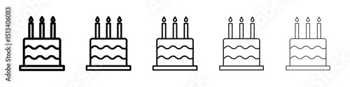 Cake icon Outline and flat style designs