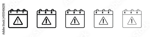 Calendar exclamation icon Outline and flat style designs