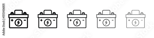 Car battery icon Outline and flat style designs