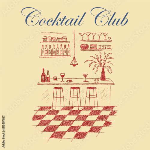 Street European Cafe, Hand-Drawn Illustration Sketch, Monochrome, Paris City Cafe Artwork. Paris street cafe illustration with typography, vintage t-shirt graphic print design, Retro vintage t-shirt