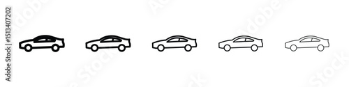 Car side view icon Outline and flat style designs