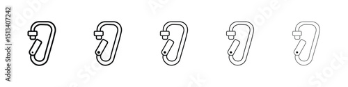 Carabiner icon Outline and flat style designs