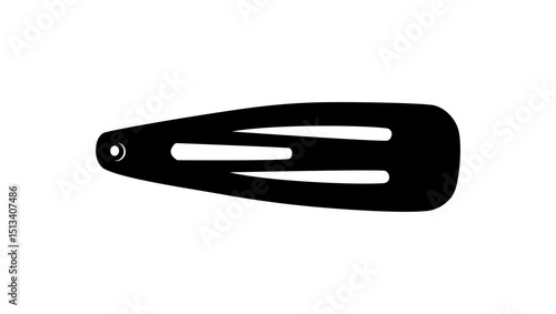 Metal Snap Clip Hair Barrettes, black isolated silhouette