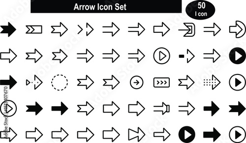 Set of vector arrow icons for web design with directional symbols and buttons