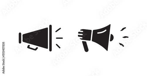 Angled Megaphone Vector with Emphasis Lines for Audio Alerting