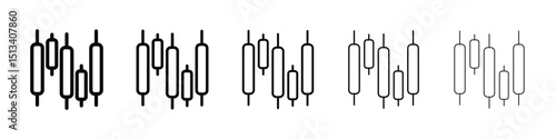 Chart candlestick icon Outline and flat style designs
