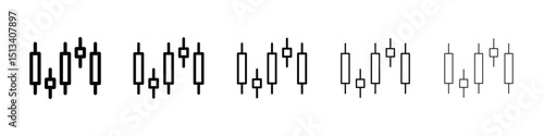 Chart candlestick icon Outline and flat style designs
