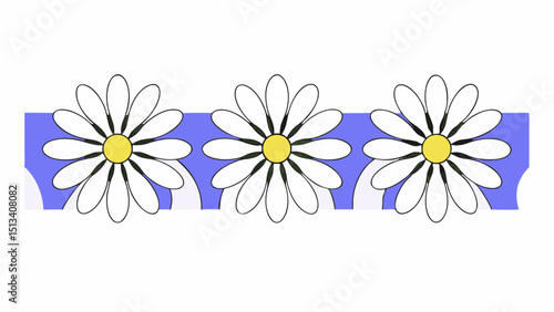 Vibrant Spring Daisies A Delightful Floral Border Design, Perfect for Springtime Crafts and Decorations