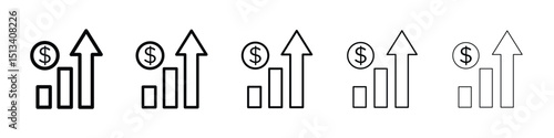 Chat arrow grow icon Outline and flat style designs