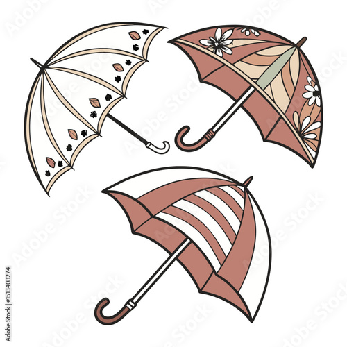 A set of realistic Umbrellas vector with clean white background