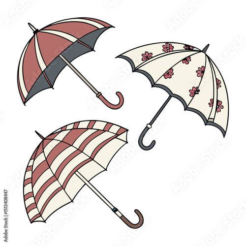 A set of realistic Umbrellas vector with clean white background