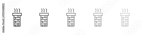 Chimney icon Outline and flat style designs