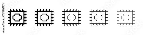 Chip icon Outline and flat style designs