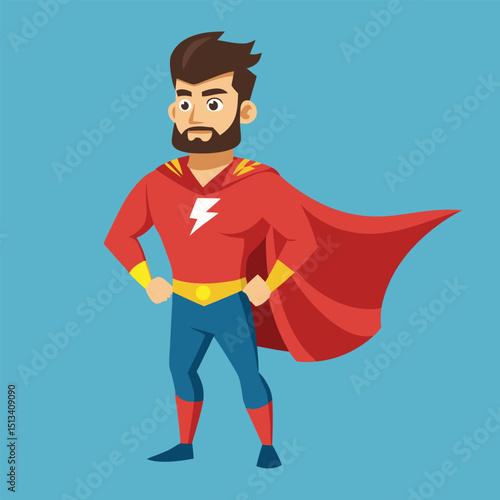 Superhero Dad Cape Comic Book Style Vector Illustration