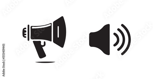Line Art Megaphone with Handle Icon for Alerts and Broadcast