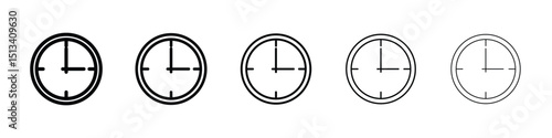Clock icon Outline and flat style designs