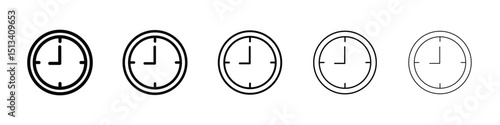 Clock nine icon Outline and flat style designs