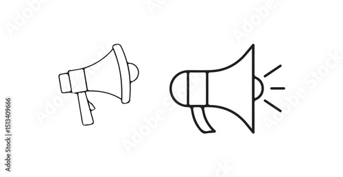 Dual Megaphone Silhouettes Icon for Audio Alerts and Broadcast Communication