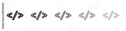 Code icon Outline and flat style designs