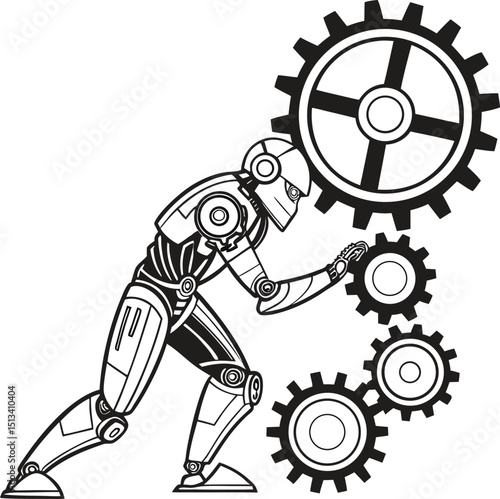 Two intertwined gears on a white background symbolize the core concepts of business, technology, and industrial teamwork