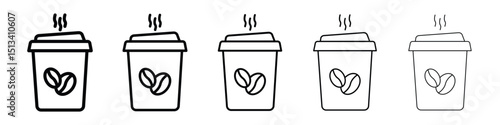 Coffee icon Outline and flat style designs