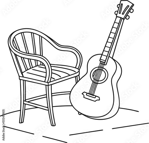 A vector illustration of electric and acoustic guitars, perfect for music, rock, or jazz instrument designs