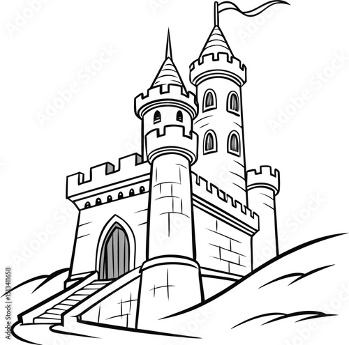 Vector illustration of an old Russian orthodox church with a medieval dome and cross architecture
