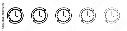 Course of time icon Outline and flat style designs