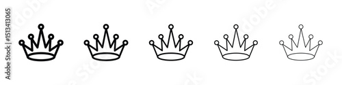 Crown icon Outline and flat style designs