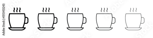 Cup of coffee icon Outline and flat style designs
