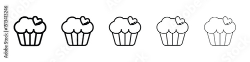 Cupcake icon Outline and flat style designs