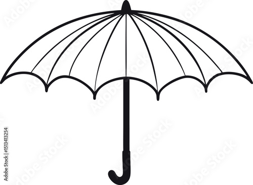 Umbrella Vector Graphic Featuring Canine Companion Under Protective Rain Gear