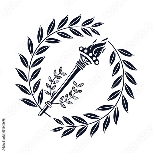 Circular laurel foliate vector icon